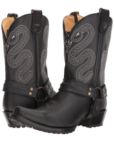 Roper Sting (matte Black Leather W/ Lug Sole) Cowboy Boots