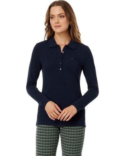 Tommy Hilfiger Long Sleeve Solid Polo - Blue