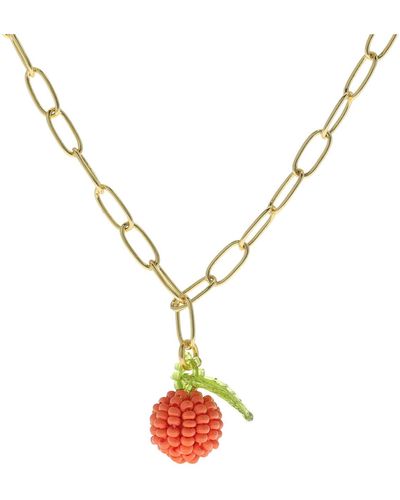 Madewell Orange Beaded Pendant Necklace - Black