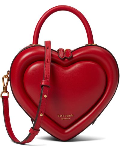 Kate Spade Pitter Patter Smooth Leather 3-d Heart Crossbody - Red