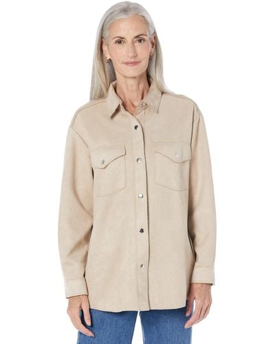Vince Camuto Collared Shaket With Breast Pockets - Natural