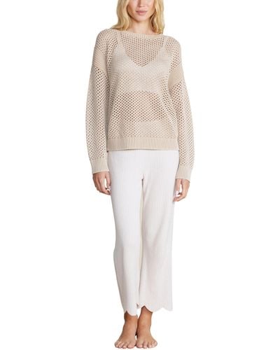 Barefoot Dreams Sunbleached Open Stitch Pullover - White