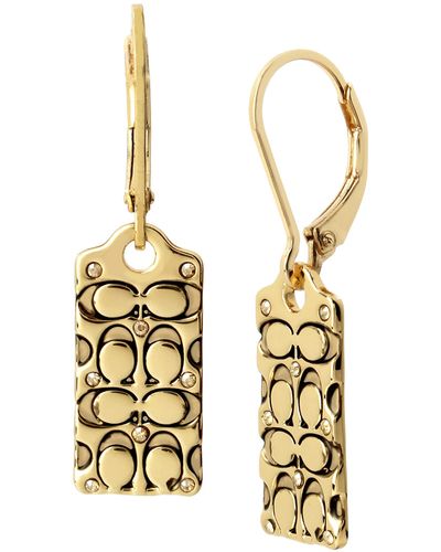 COACH Quilted C Tag Drop Earrings - Metallic