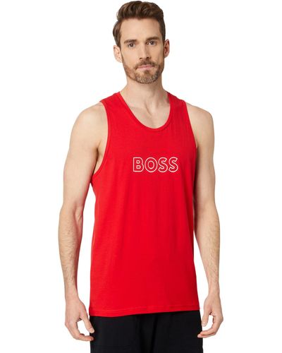 BOSS Outline Logo Cotton Tank Top - Red