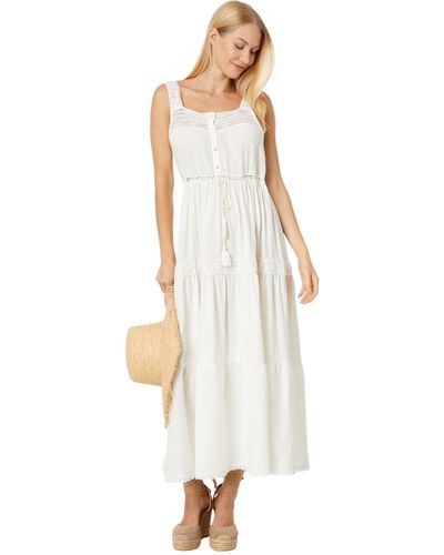 Lucky Brand Lace Tiered Knit Maxi Dress - White
