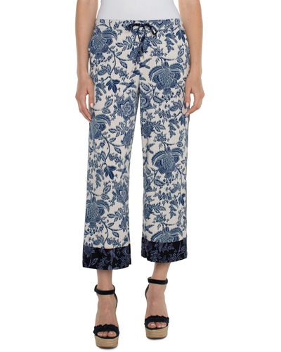 Liverpool Los Angeles Draw String Wide Leg Pull On Mid-rise Pant 25 - Blue