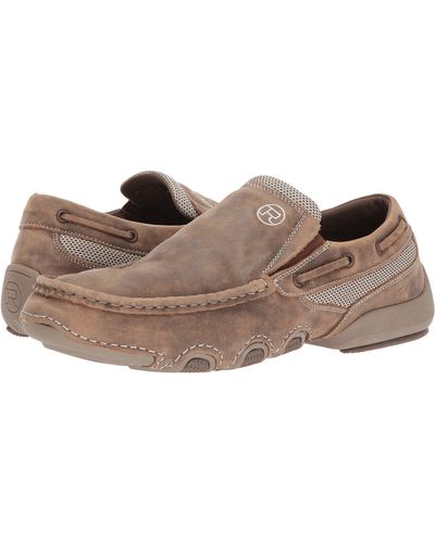 Roper Skipper (tan Leather) Men's Slip On Shoes - Brown
