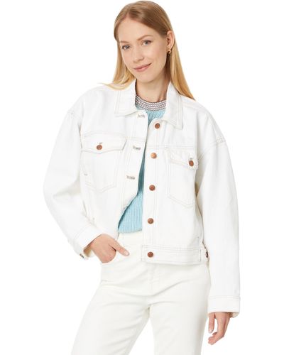 Madewell Cropped Denim Jacket In Tile White