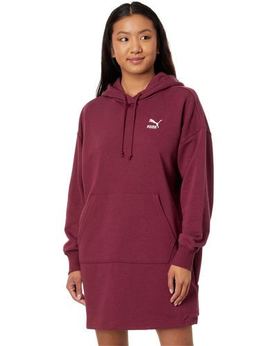PUMA Classics French Terry Hooded Dress - Red