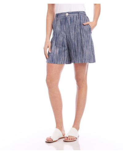 Karen Kane High-waist Pleated Shorts - Blue