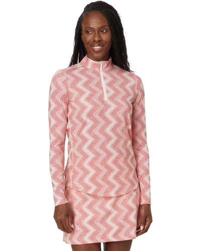 adidas Originals Ultimate365 Printed Mock 1/4 Zip Pullover - Pink