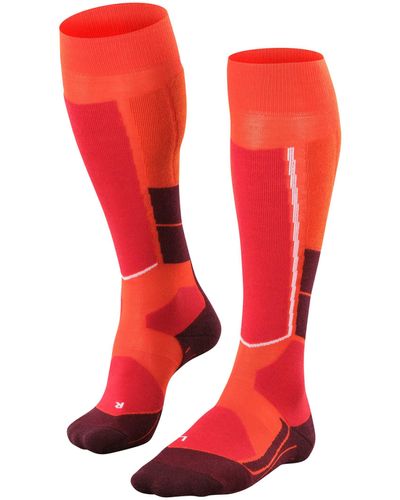 FALKE St4 Wool Ski Tour Knee High Skiing Socks 1-pair - Red