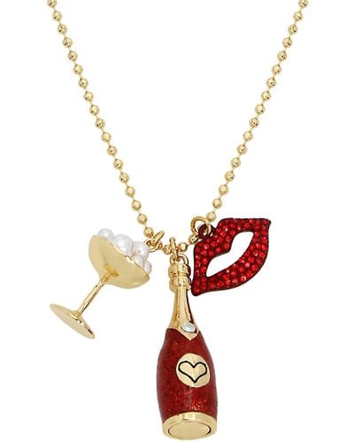 Betsey Johnson Going All Out Champagne Charm Pendant Necklace, - White