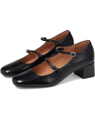 Madewell The Nettie Heeled Mary Jane In Leather - Black