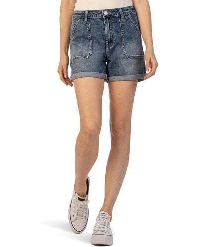 Kut From The Kloth Jane High-rise Shorts Roll-up W/ Pork Chop Pockets - Blue
