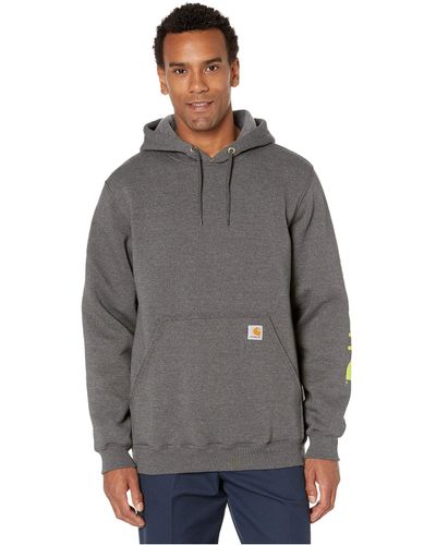 Carhartt Midweight Signature Sleeve Logo Hooded Sweatshirt - Gray