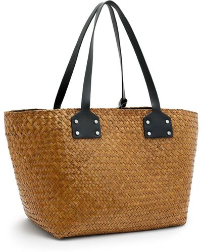 AllSaints Mosley Straw Tote - Brown