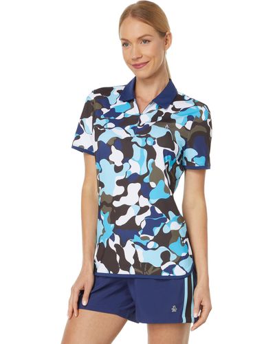 Original Penguin Abstract Printed Polo With Curved Hem - Blue