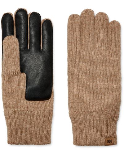 UGG Knit Gloves With Leather Palm Patch in Black for Men | Lyst