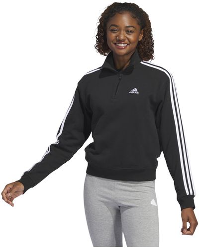 adidas Essentials 3-stripes Quarter-zip Sweatshirt - Black