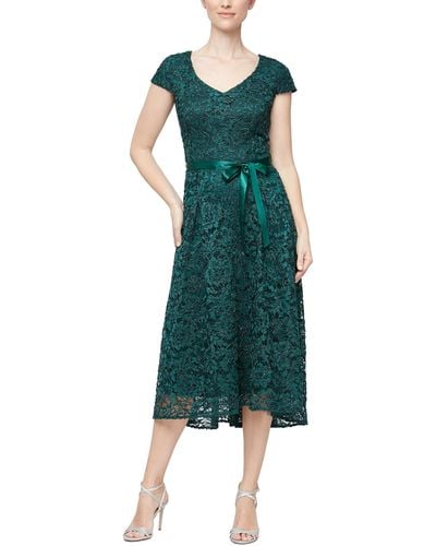 Alex Evenings High-low Party Dress With Cap Sleeves - Green