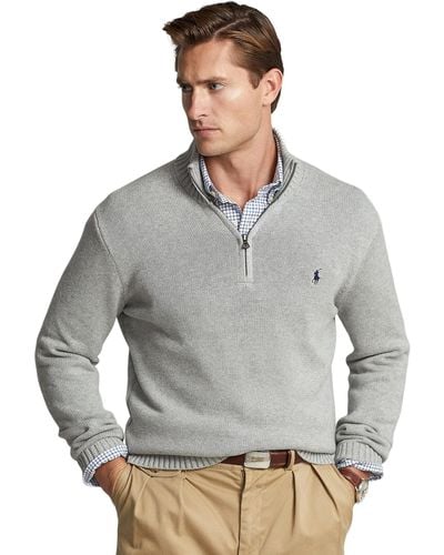 Polo Ralph Lauren Cotton 1/4 Zip Sweater - Gray