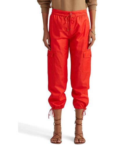 Lauren by Ralph Lauren Cropped Cotton-blend Cargo Pants - Red