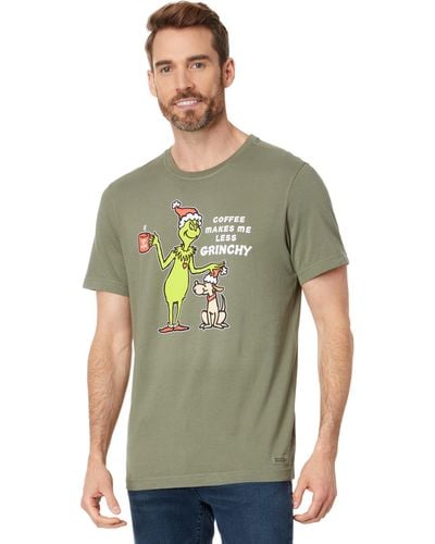 Life Is Good. Vintage Less Grinchy Coffee Short Sleeve Crusher Tee - Green