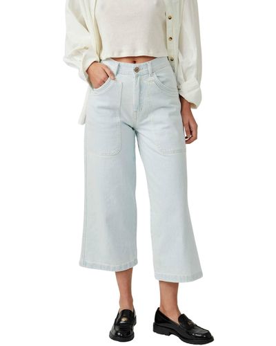 Free People Piper Mid-rise Crop Wide Leg - Blue