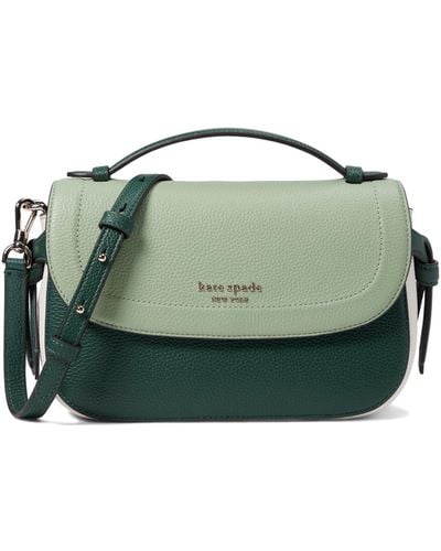 Kate Spade Knott Colorblocked Pebbled Leather Top Handle Crossbody - Green