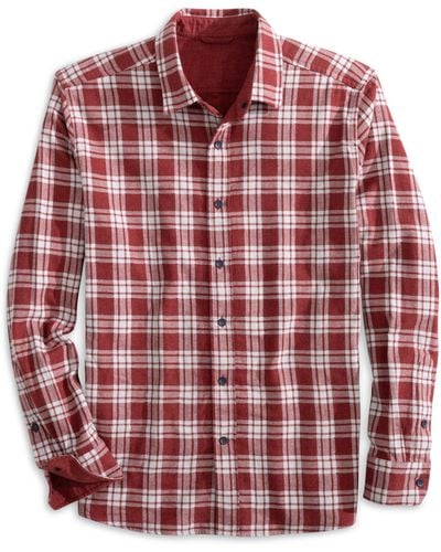 Southern Tide Long Sleeve Melbourne Reversible Plaid Sport Shirt - Red