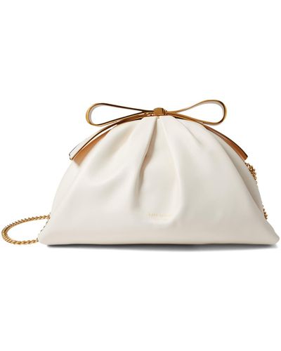 Kate Spade Bridal Pearlized Smooth Leather Bow Frame Clutch - White