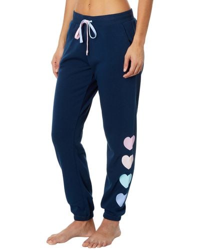 Pj Salvage Mad Love Ombre Hearts Sweatpants - Blue