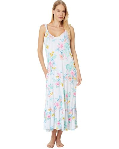 Tommy Bahama Sleeveless Floral Maxi Gown - Blue