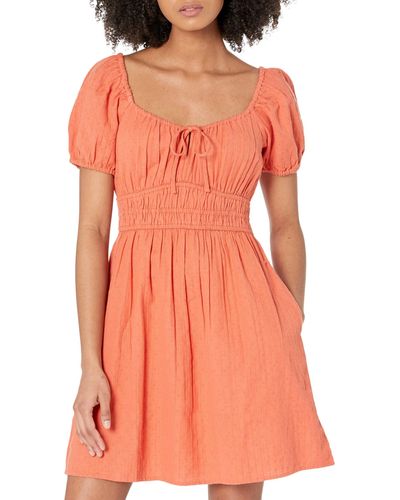 Madewell Serenica Short Sleeve Sophia Mini Dress - Dobby - Orange