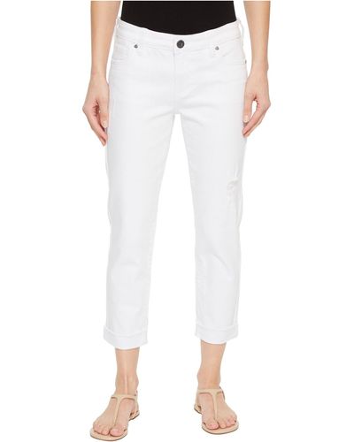 Kut From The Kloth Amy Crop Straight Leg W/ Roll Up Fray In Optic White (optic White) Jeans