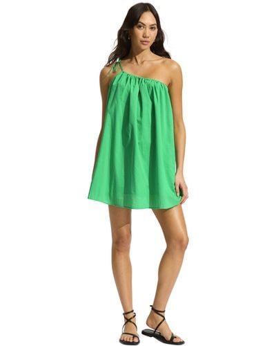 Seafolly Rio One Shoulder Mini Dress - Green