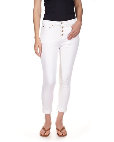 MICHAEL Michael Kors Izzy Skinny Roll Hem Jeans In White - Black