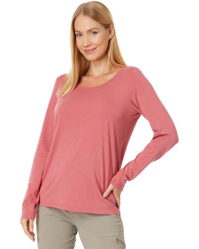 L.L. Bean Soft Stretch Supima Tee Scoop Neck Long Sleeve - Pink