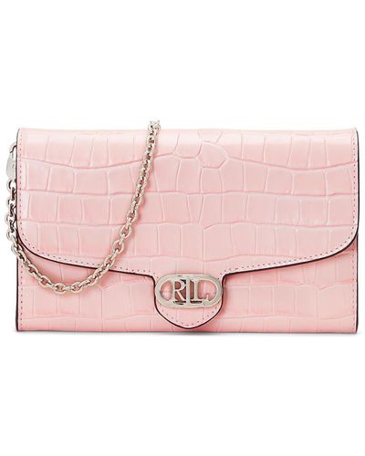 Lauren by Ralph Lauren Embossed Leather Medium Adair Crossbody - Pink