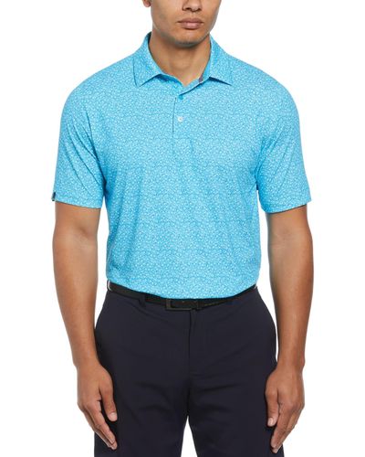 Callaway Apparel All-over Micro Floral Print Polo - Blue