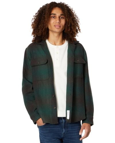 Madewell Brushed Easy Shirt-jacket In Italian Fabric - Green