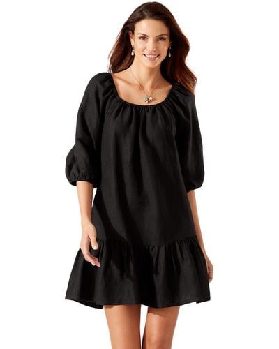 Tommy Bahama St. Lucia Off-the-shoulder Tiered Dress - Black