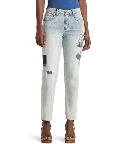 Lauren by Ralph Lauren Petite Patchwork Relaxed Tapered Ankle Jean - Blue