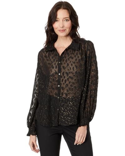 Vince Camuto Collared Blouse With Wrist Tie - Black