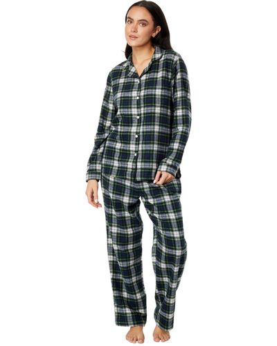 L.L. Bean Scotch Plaid Flannel Pajamas Plaid - Green