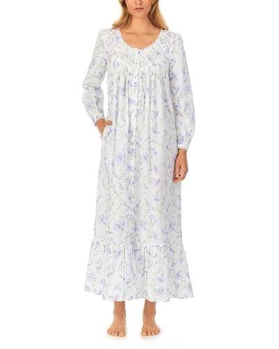 Eileen West Long Sleeve Button Front Robe - Blue