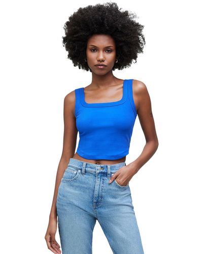 Madewell The Tailored Crop Tank In Sleekhold - Blue
