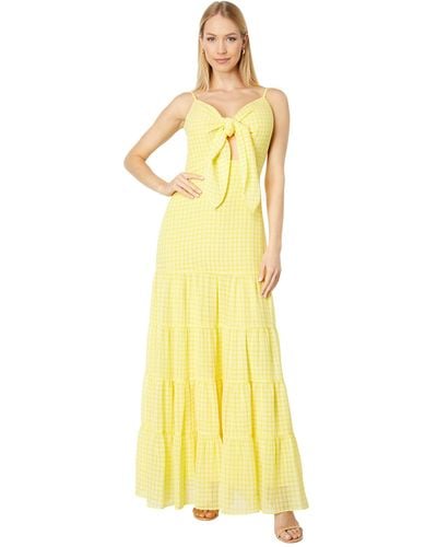ONE33 SOCIAL Tie Front Tiered Dress - Yellow