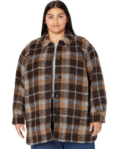 Madewell Plus Belrose Shirt-jacket In Cassel Plaid - Brown